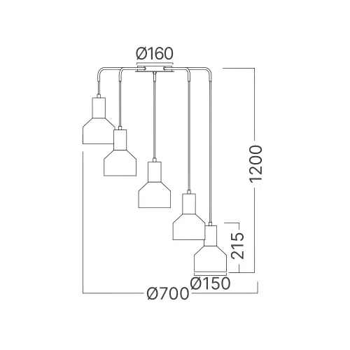 Braytron Plafonjera 5-Glava E27 Crni BV05-00012