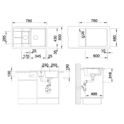 Blanco METRA 6 S Compact Crna silgranit 525925