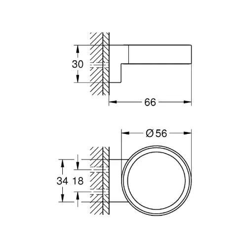 Grohe Selection Držač za čašu ili Dozator Supersteel 41027DC0 - tehnički crtež