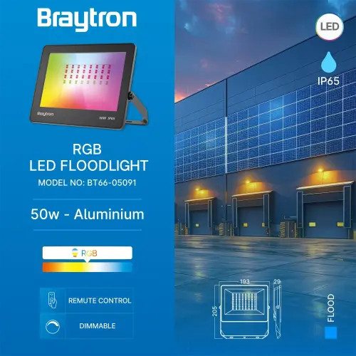 Braytron LED Reflektor 50W Crni RGB IP65 BT66-05091