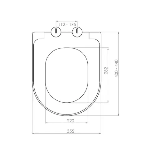 Bocchi WC daska V-TONDO Soft CLOSE MAT Crna A0301-004 - tehnički crtež