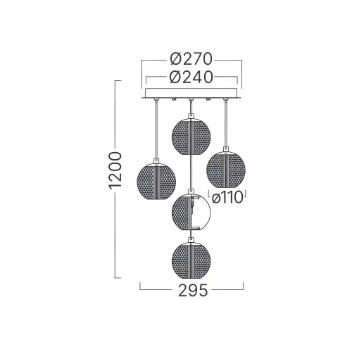 Braytron Visilica 5-Glava G9 Zlatni BV01-00012