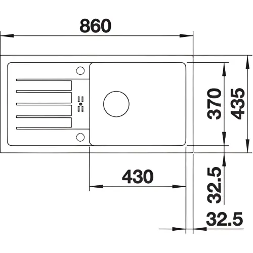 Blanco FAVUM XL 6S silgranit 860x435mm 524233 Antracit - tehnički crtež
