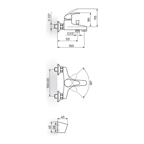 Rosan Perla za kadu JP331001 - tehnički crtež