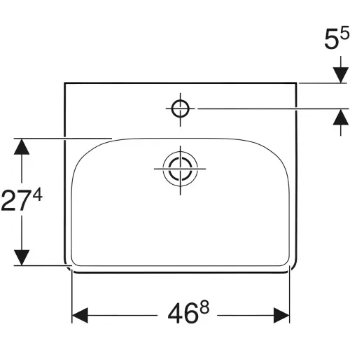 Geberit Smyle Square lavabo 50x41cm 500.256.01.1 - tehnički crtež