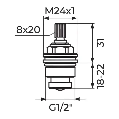 Rosan Gornji deo 1/2" - M24 PGD8012 - tehnički crtež