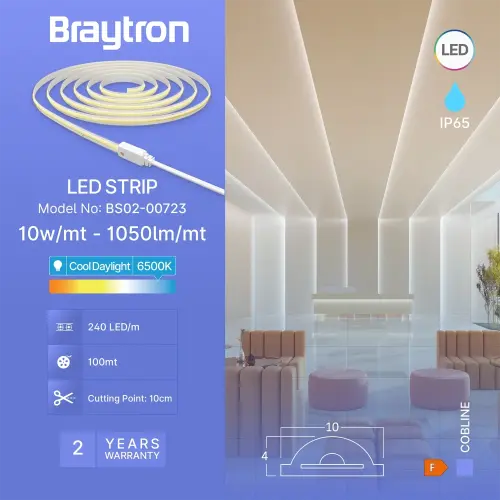 Braytron LED COB Traka 220V 10W 240LED 6500K IP65 BS02-00723