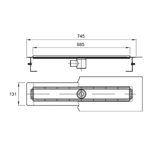 Aco ShowerDrain E+ tuš kanalica 685 mm h=70-152mm 3017468 - tehnički crtež