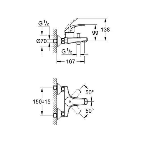 Grohe Baucurve za kadu 32806000 Hrom | Kerametal