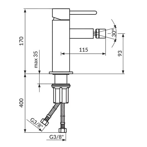 Rosan Dark za bide JD39101 - tehnički crtež