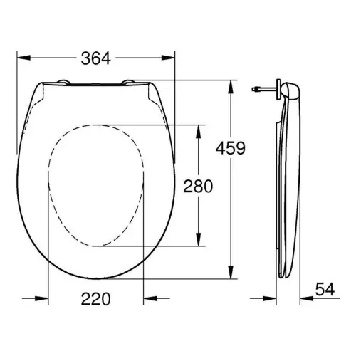 Grohe Bau Ceramic WC daska 39492000 - tehnički crtež