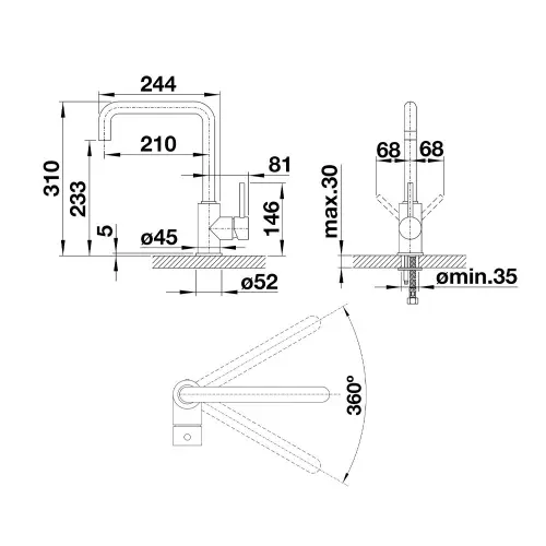 Blanco MILI crna 526159 - tehnički crtež