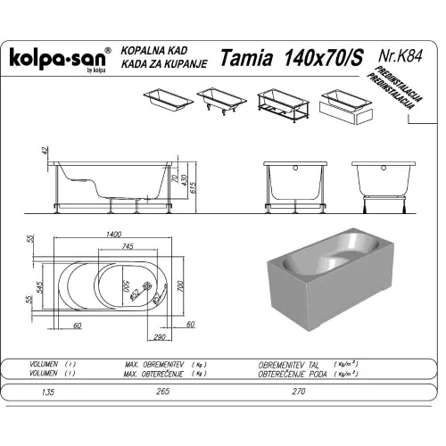 Kolpa Kada Tamia 140x70 - sa sedištem 752940