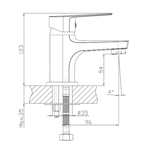 Stalis LEONE za lavabo LN140 - tehnički crtež
