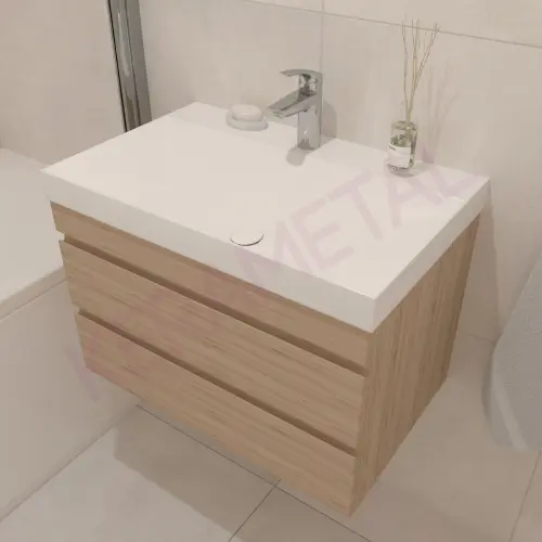 Kolpa San Naomi Set Delux 70cm Braon (Ormarić sa umivaonikom + Ogledalo/ormarić + Visoki ormarić)