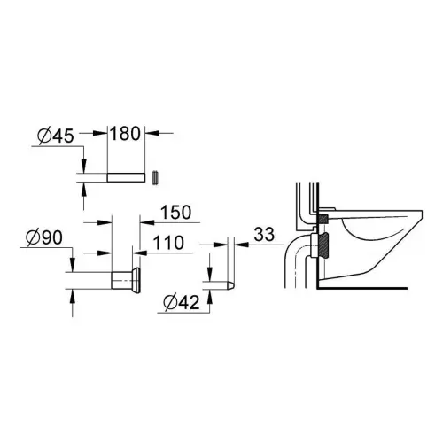 Grohe spajajući set dovod/dvod 37311K00 - tehnički crtež