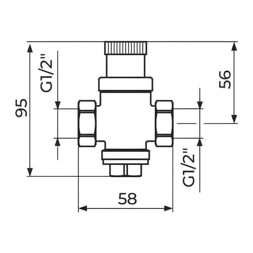 Rosan Regulator pritiska za vodu 1/2 A601012 - tehnički crtež