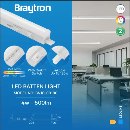 Braytron LED Linijska Svetiljka Okrugla 4W Beli CCT BN10-00180