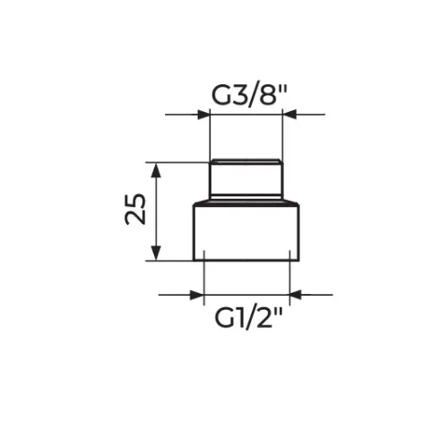 Rosan REDUKCIJA 1/2x3/8 PRE1238 - tehnički crtež