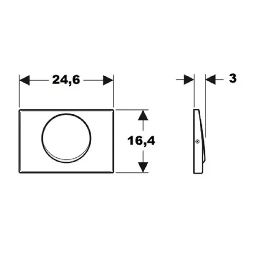 Geberit tipka 1/1 Inox Delta15 - tehnički crtež