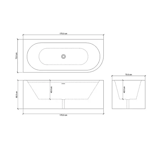 Giusta ONO Samostojeća kada desna 170x70 41206WH0