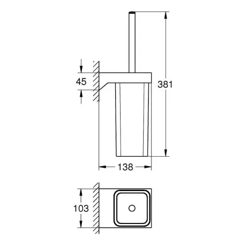 Grohe Selection Cube WC četka 40857000 - tehnički crtež