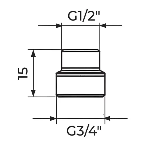 Rosan Redukcija M3/4" - M1/2" PRE3412M - tehnički crtež