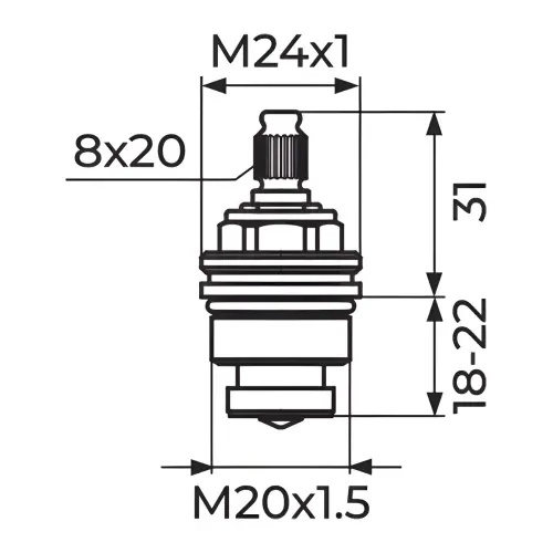 Rosan Gornji deo M20x1.5 PGD7012 - tehnički crtež