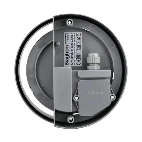Braytron LED Zidna Svetiljka Okrugla 12W Sivi 4000K IP65 BG38-00712