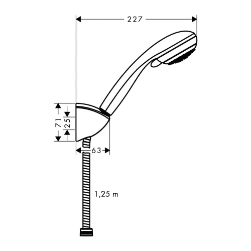 Hansgrohe Crometta 85 SET za TUSIRANJE SA Tuš crevo M 27558000 - tehnički crtež