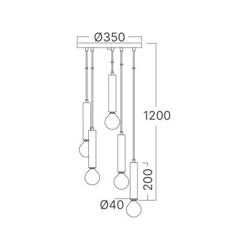 Braytron Visilica 5-Glava E27 Zlatni BV04-00055