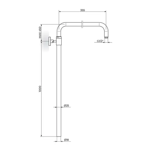 Rosan Usponskituš - kompletan ø25mm - STOLZ - priklj. 18mm PUT1134 - tehnički crtež