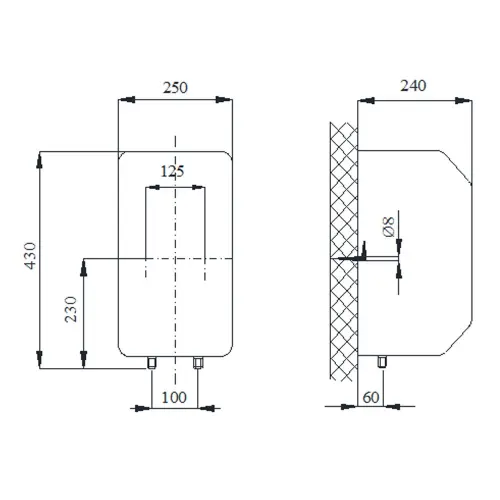Dom Bojler 10L VM INOX - tehnički crtež