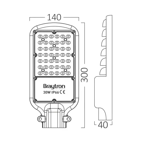 Braytron LED Ulična Svetiljka 30W Siva 4000K IP66 BT42-83012
