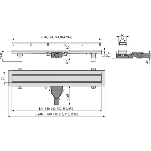 Alca APZ13 DOUBLE6 750mm - tehnički crtež