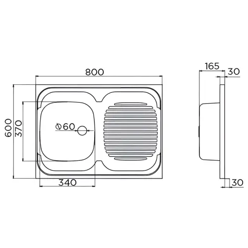 Metalac STANDARD 1D Inox sudopera-leva fi 60 800 x 600 058776