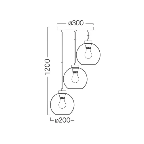 Braytron Visilica 3-Glava E27 Smoke BV01-00051