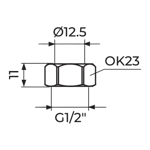 Rosan Navrtka 1/2" - hromirana ø 12mm PN12B - tehnički crtež