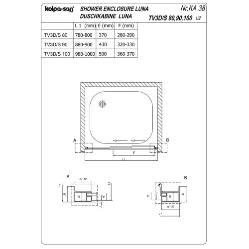Kolpa TV3D/S Luna 90/K Silver 560060