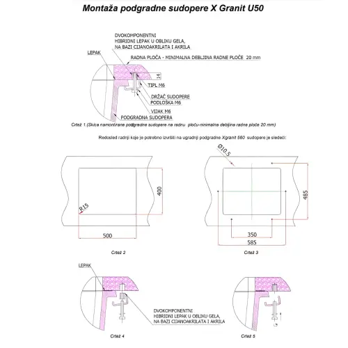 Metalac X Granit Quadro U50 570x470 Bela podgradna 347261