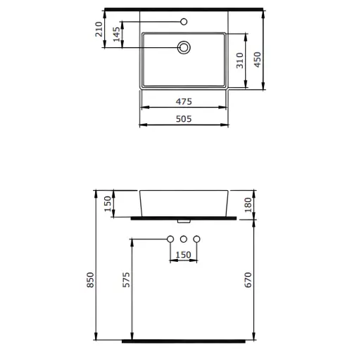 Bocchi Umivaonik MILANO 50x45
