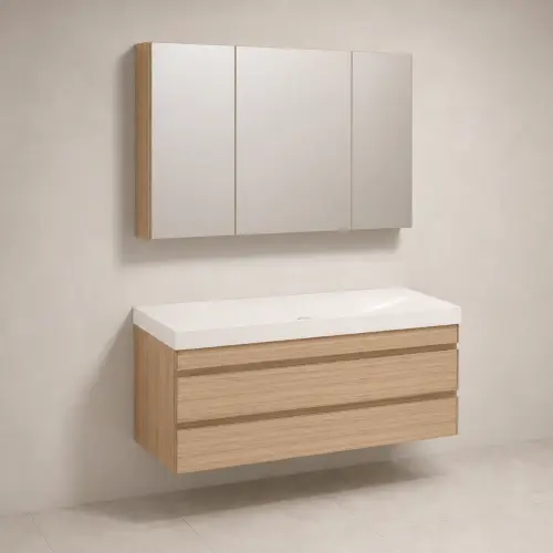 Kolpa San Naomi Set 120cm Braon (Ormarić sa umivaonikom + Ogledalo/ormarić)